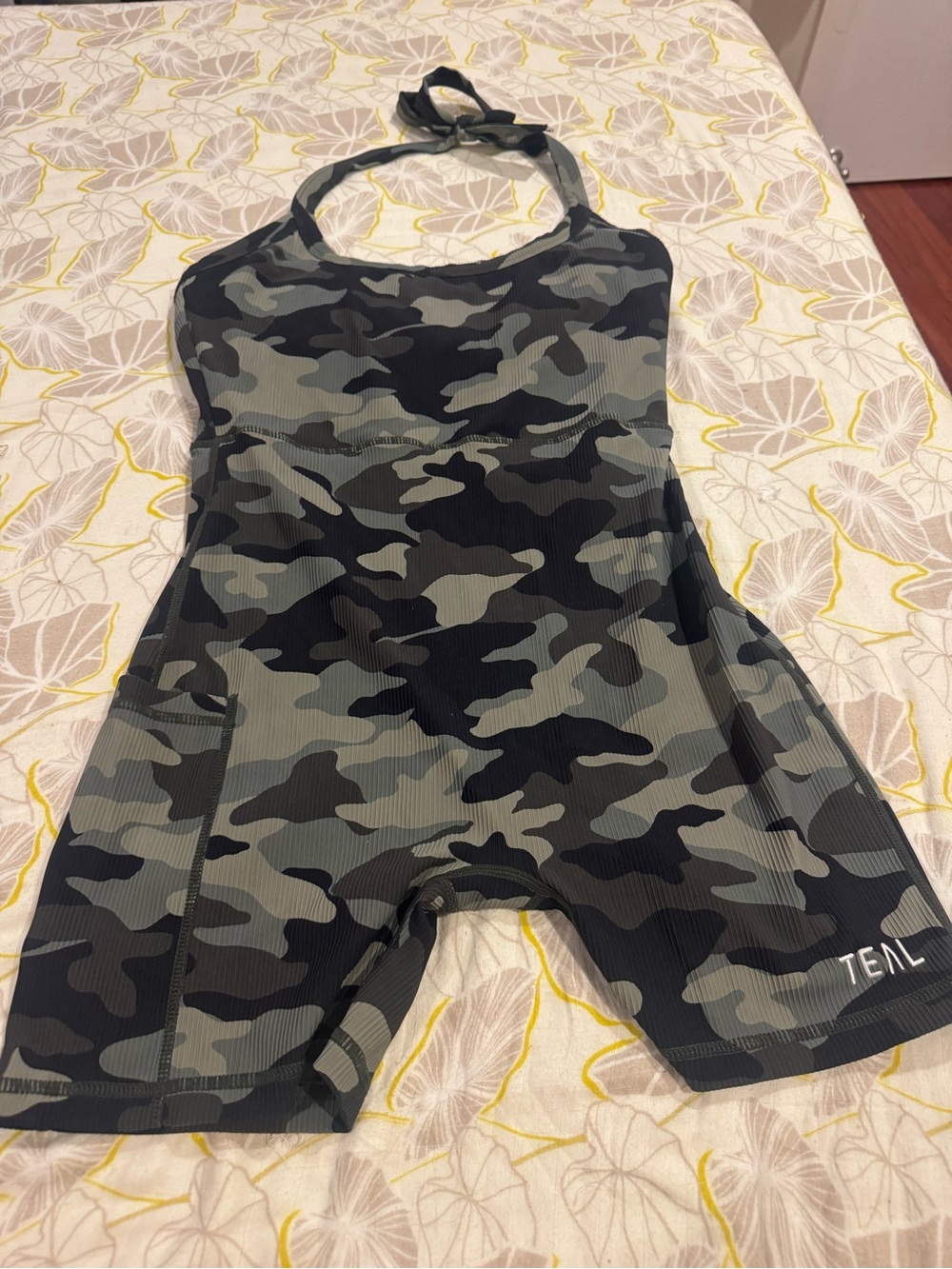 TEAL Women's Camo Halter One-Piece Swimsuit